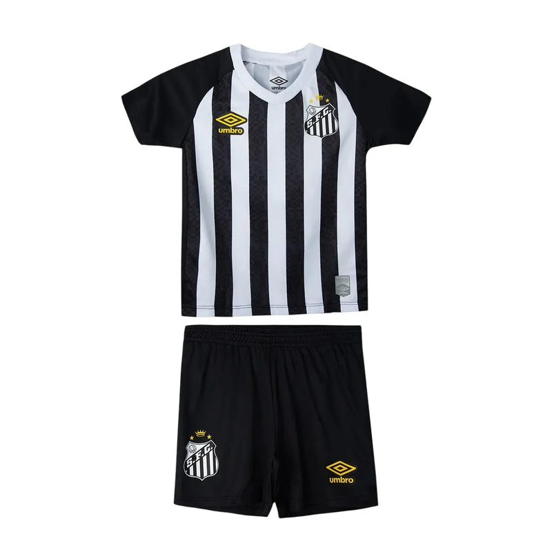 Conjunto Infantil Santos II 25/26 - Preto e Branco